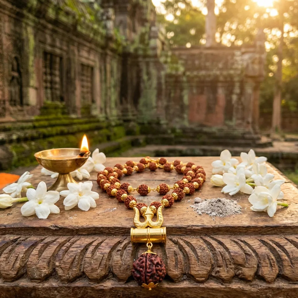 Rudraksha Chain with Trishul Pendant