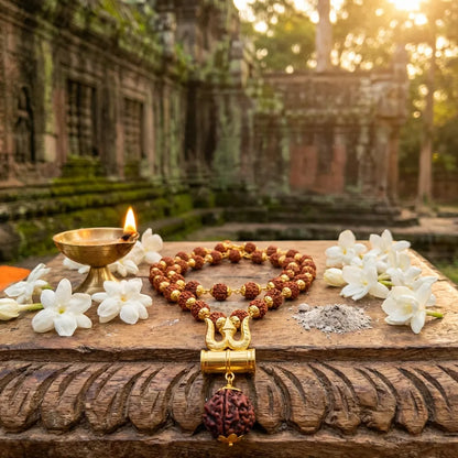 Rudraksha Chain with Trishul Pendant