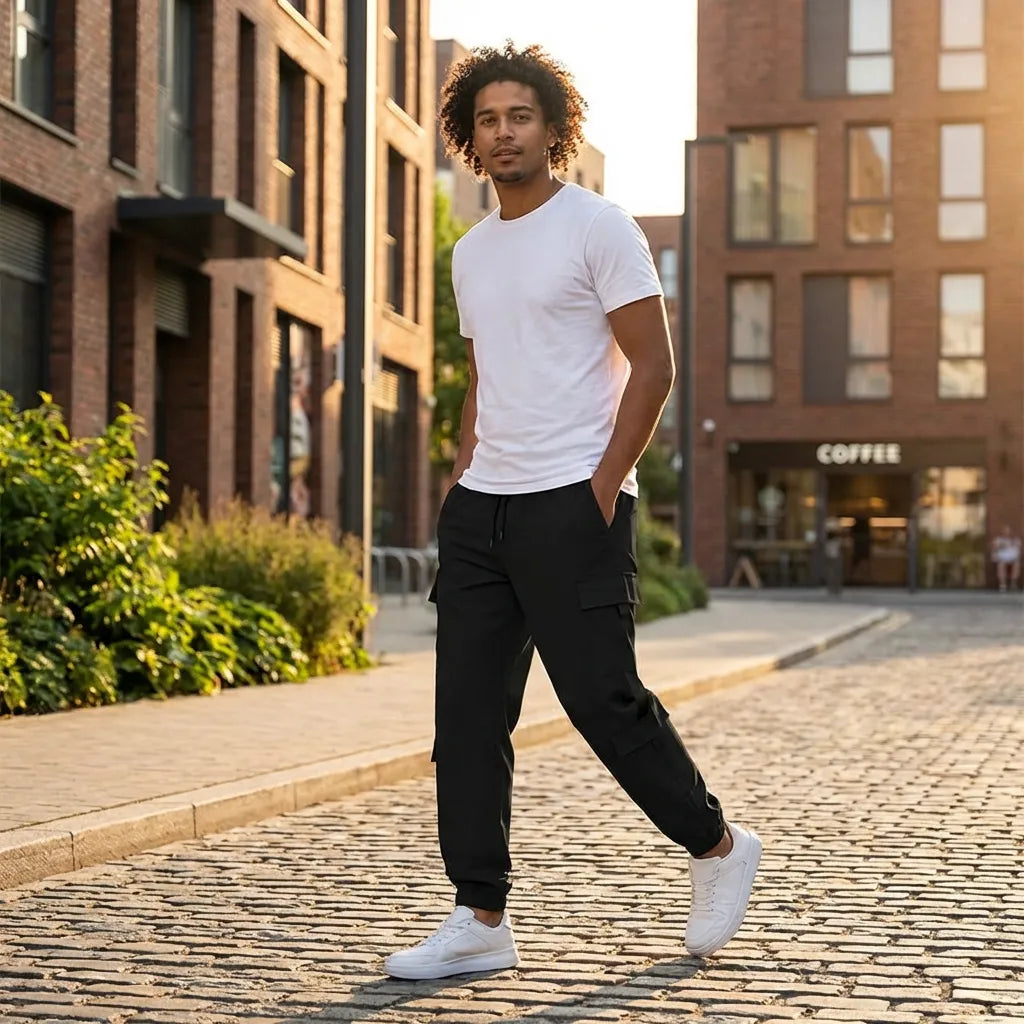 Men's Solid Cargo Pant Black
