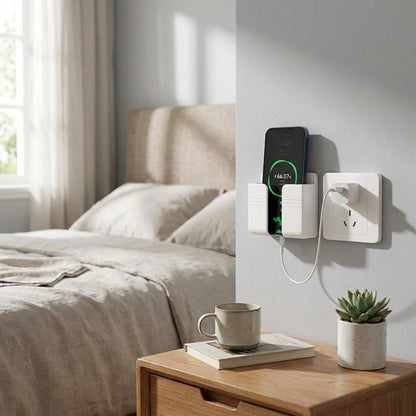 Wall Mounted Mobile Holder With Adhesive Strips& Charging Holder