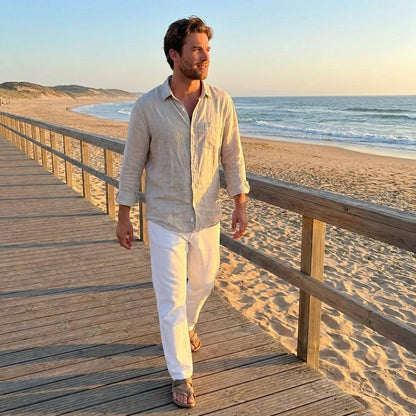 Men's Loose Fit Mid Rise White Jeans