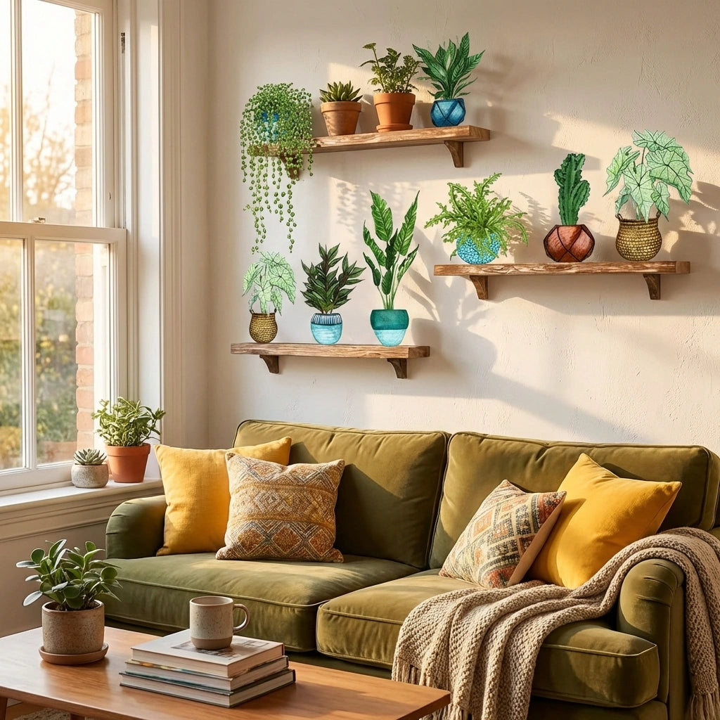 Plants Monstera Leaf Wall  Creative Wall Stickers (Pack of 4)