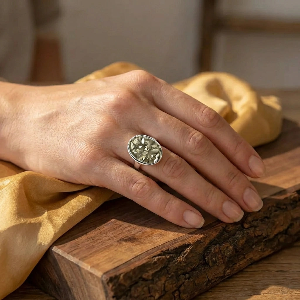 Adjustable Pyrite Ring