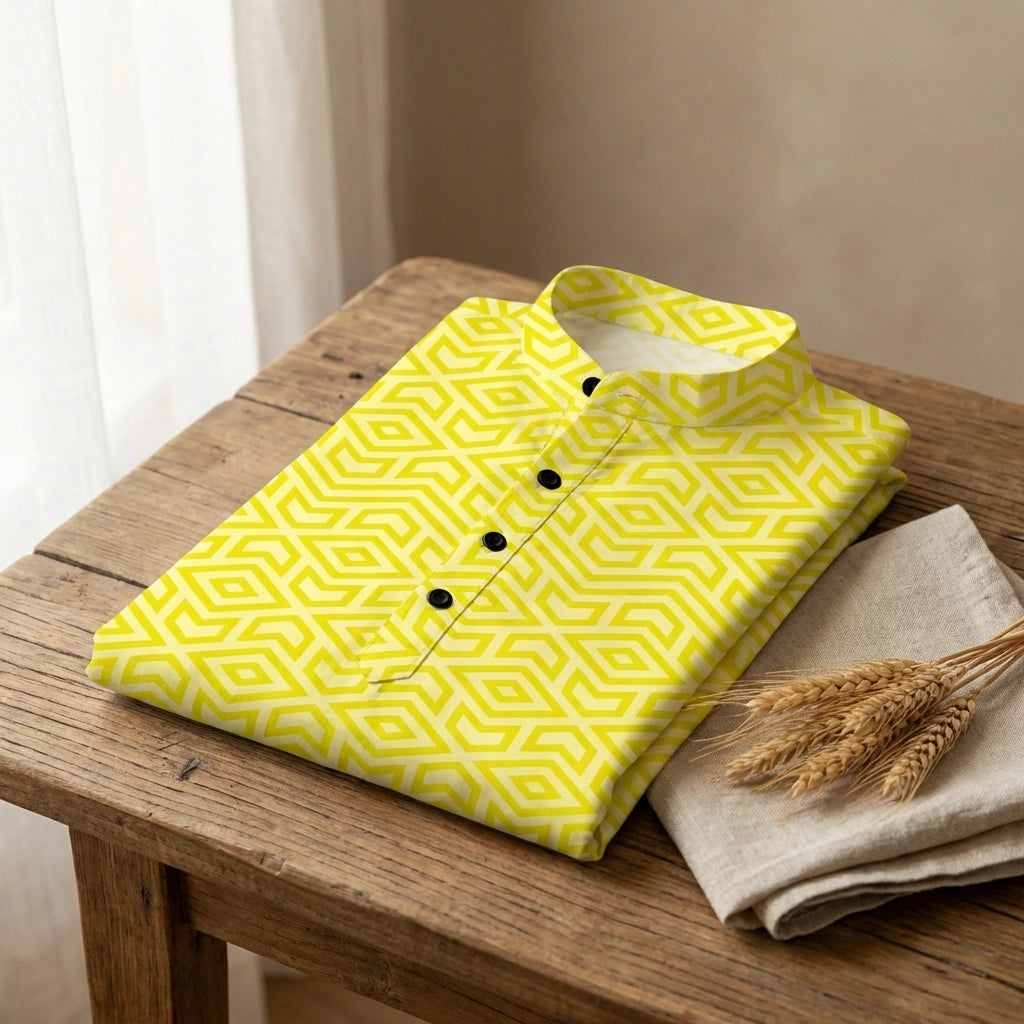 Yellow Printed Cotton Shirt