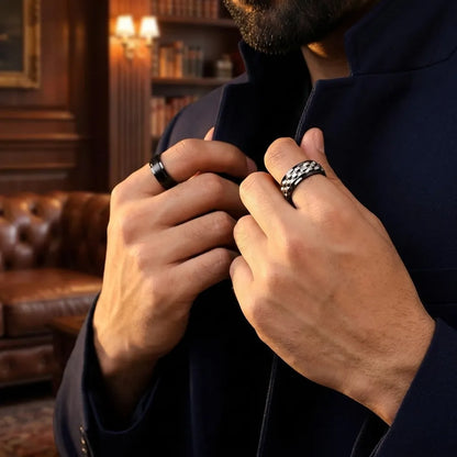 Stainless Steel Ring For Men (Pack of 2)