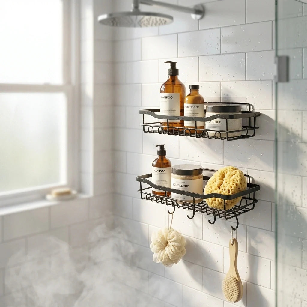 No-Drill Shower Shelf Combo