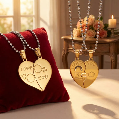 Nest Love You Hearth Shape Gold Plated Pendant Chain For Couple