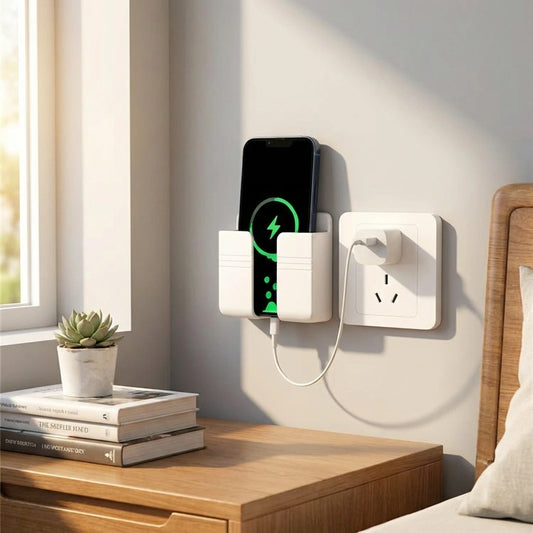 Wall Mounted Mobile Holder With Adhesive Strips& Charging Holder