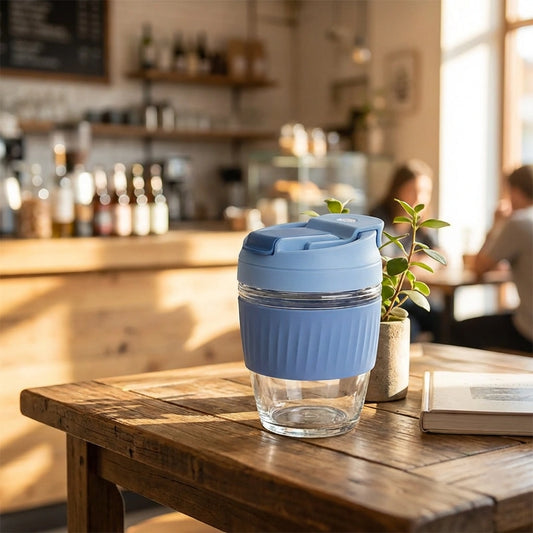 Glass Tumbler with Airtight Lid and Straw