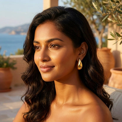 Gold Teardrop Statement Earrings