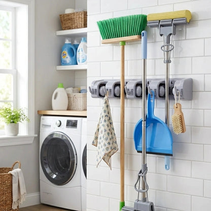 Multipurpose Wall Mounted Organizer Mop and Broom Holder