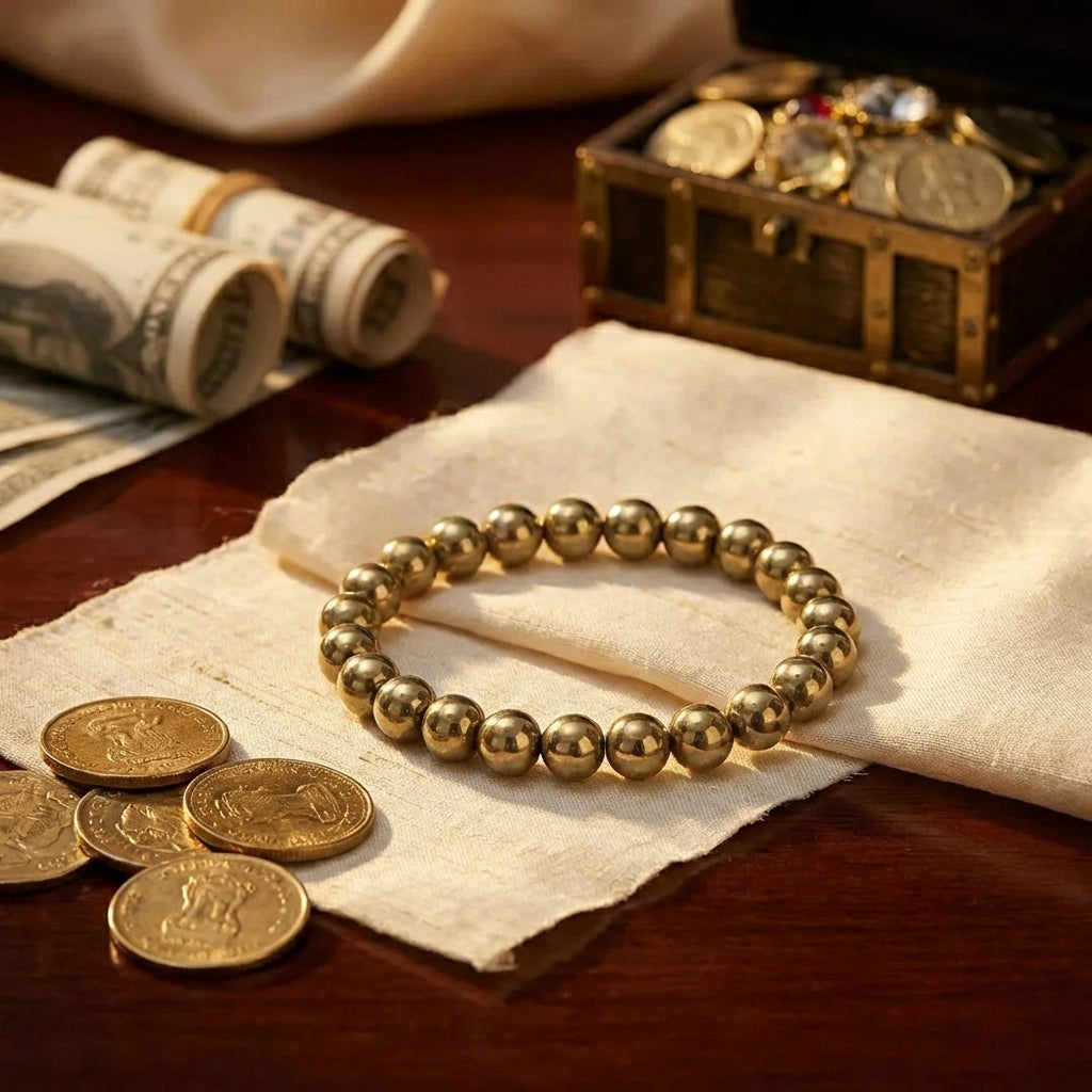 Golden Pyrite Bracelet - 8mm Beads