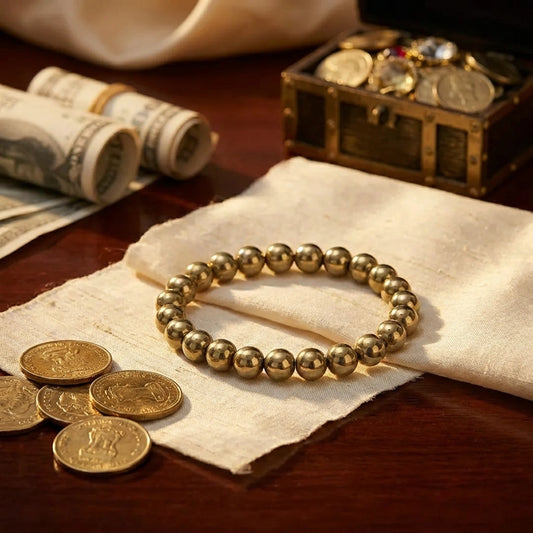 Golden Pyrite Bracelet - 8mm Beads