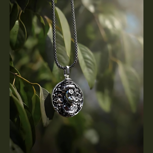 Hanuman Ji Pendant Oxodaised Silver Chain