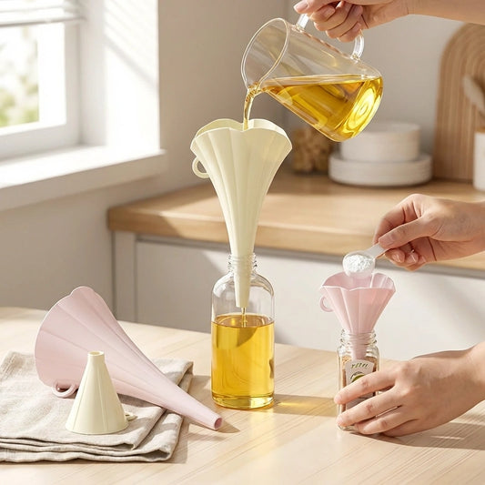 Silicone Folding Funnel With Supporter Pack of 2