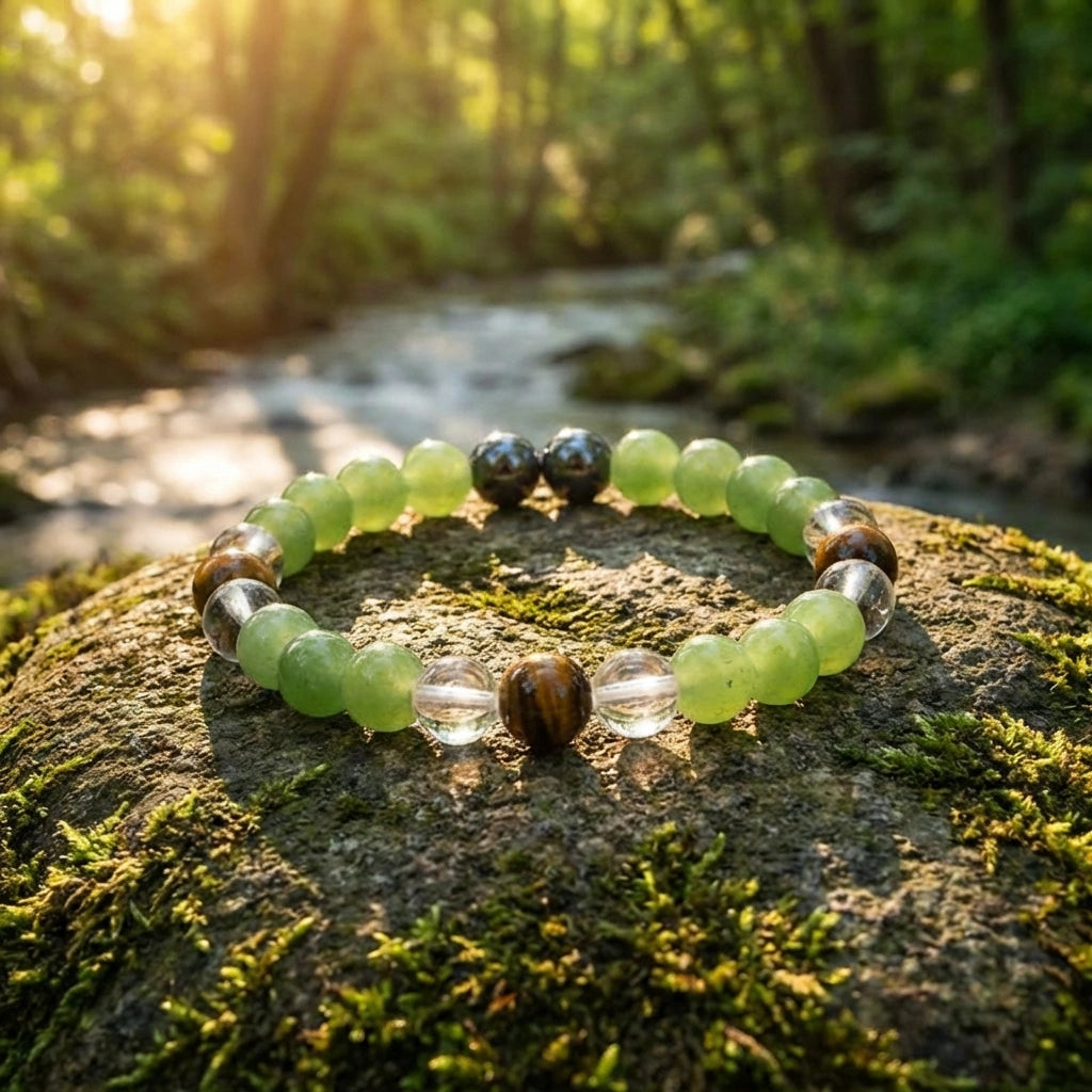 Tiger's Eye Stone and Crystal Beads Bracelet Pack of 2