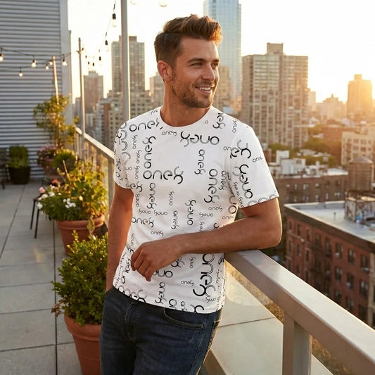 White Printed Polyester Tee