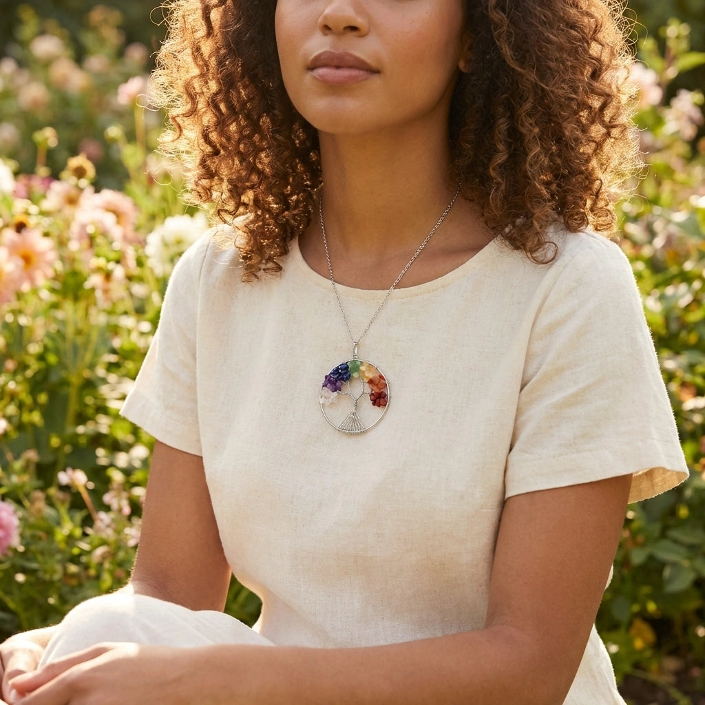 Tree of Life with 7 Chakra Pendant with chain