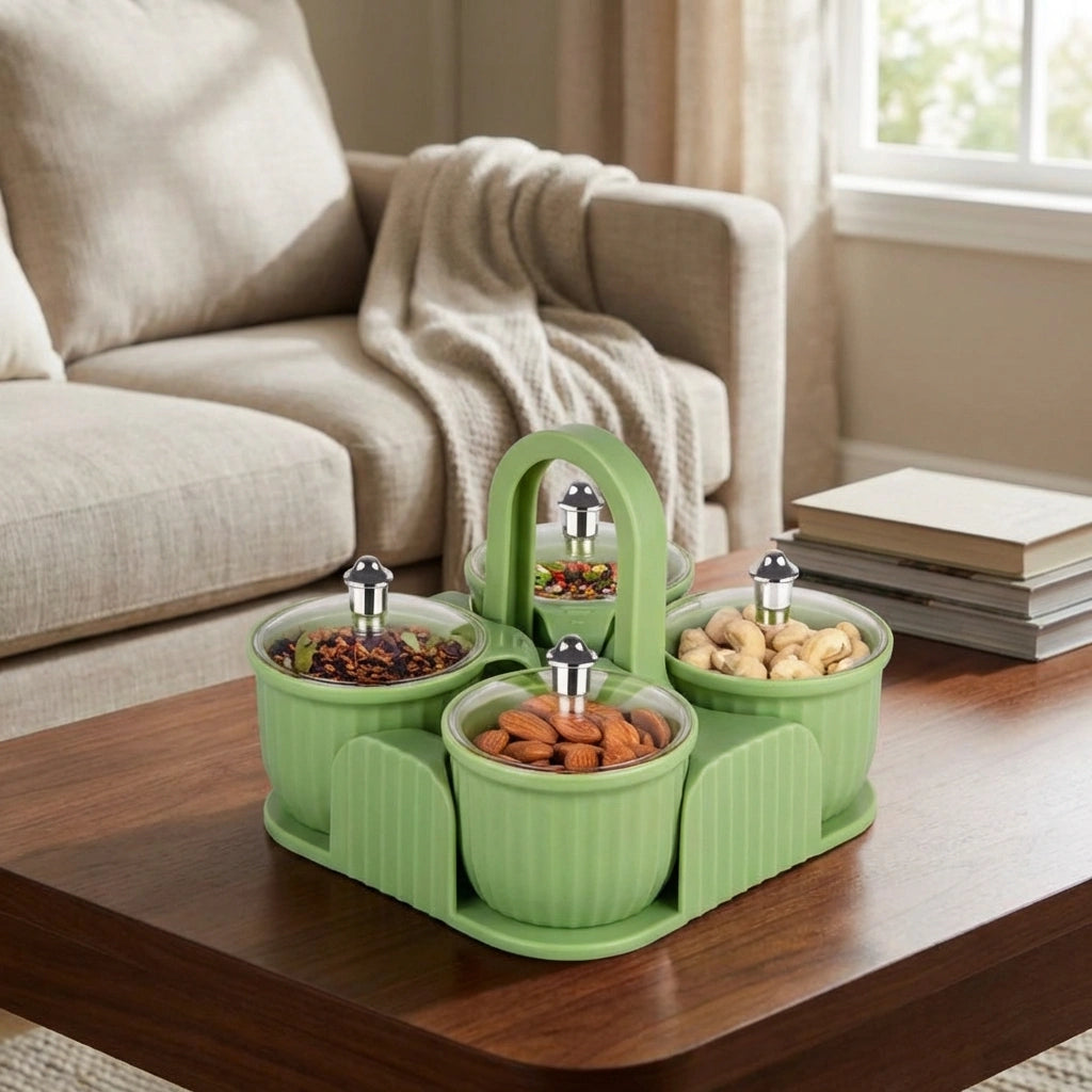 Multipurpose 4 pcs Storage Jar with Tray