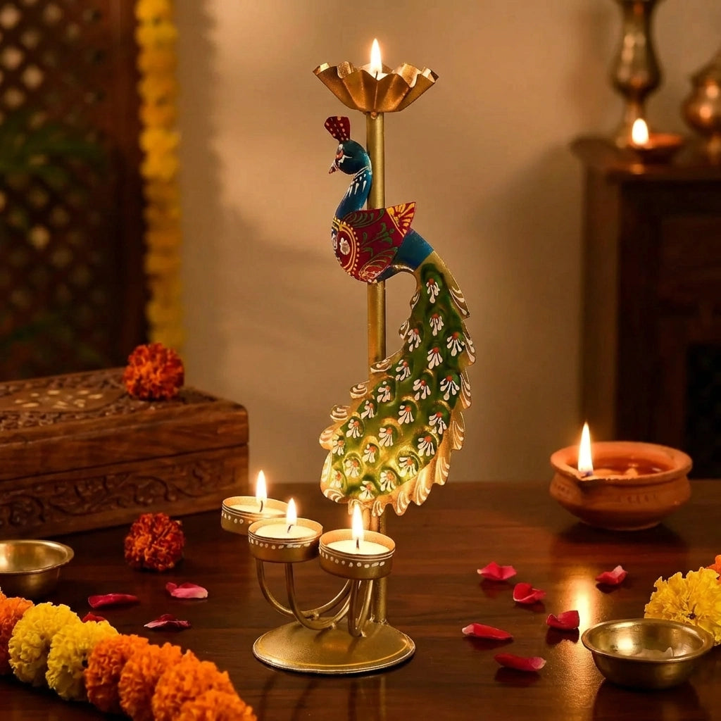 Crafted Peacock Tealight Holder