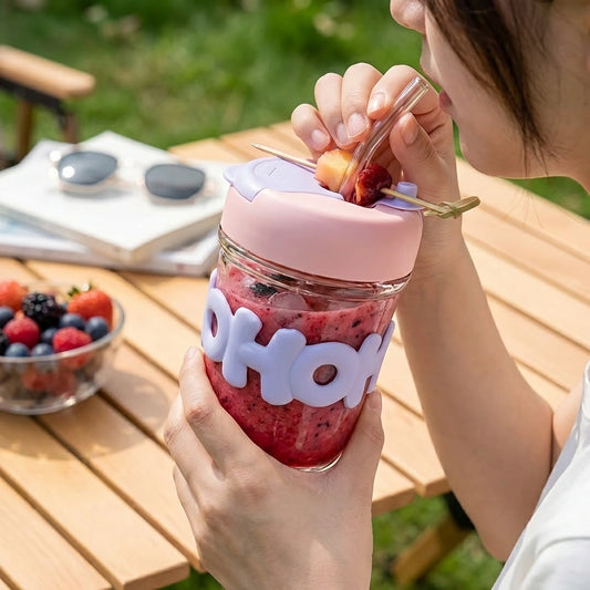Glass Tumbler Mug with Lid & Silicon Sleeve