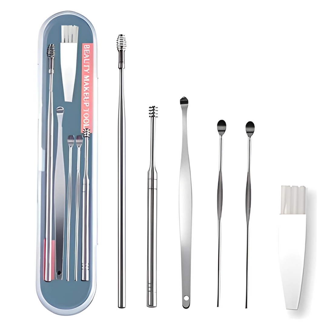 6 Pieces Ear Wax Removal Smooth Stainless Steel Kit