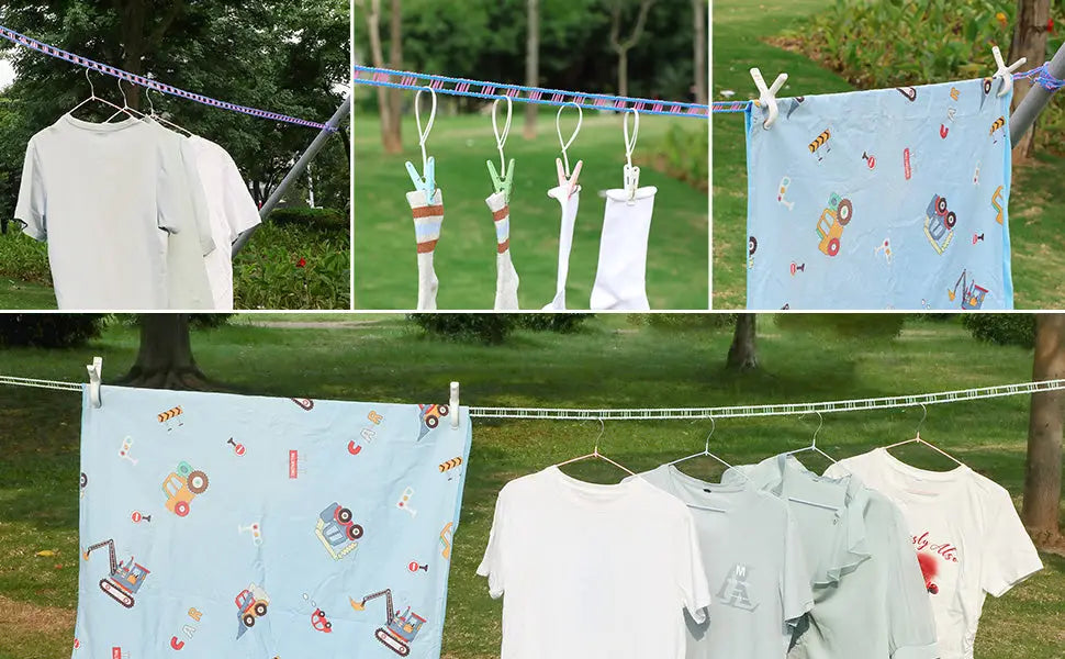 Anti Slip Clothes Washing Line Drying Nylon Rope with Hooks