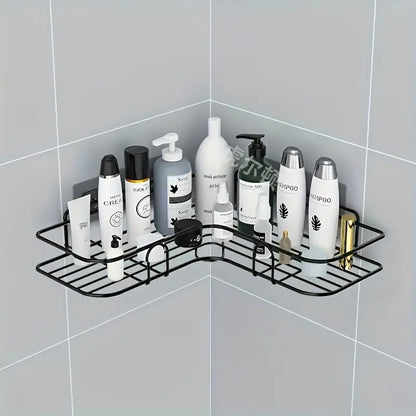 1pc No Drill Corner Wall Mounted Toilet Storage Home Improvement