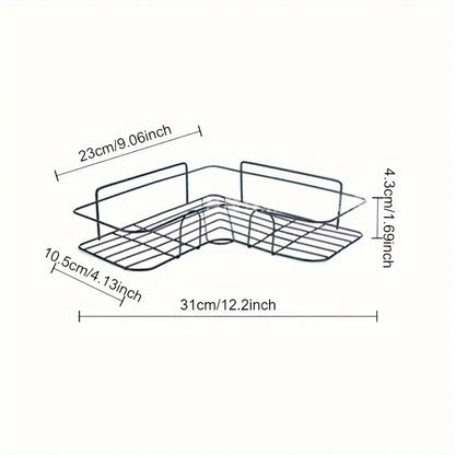 1pc No Drill Corner Wall Mounted Toilet Storage Home Improvement
