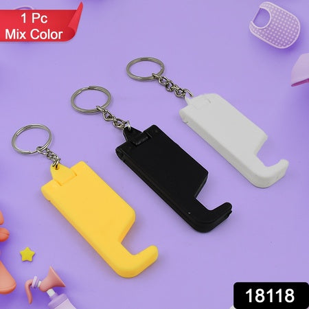 2 In 1 Plastic Keychain With Mobile Stand Phone Holder (1 Pc Multicolor) - Home Improvement