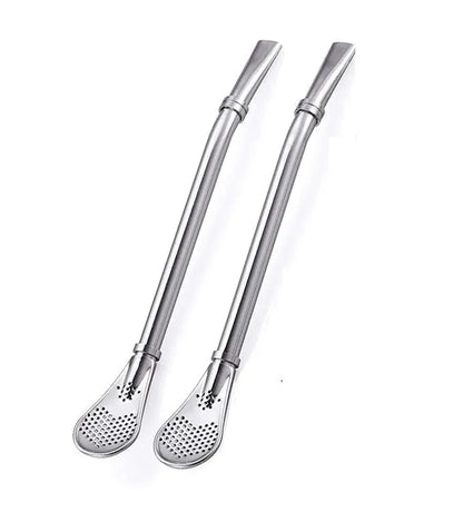 2 in 1 Stainless Steel Drinking Spoon Straws (Pack of 2) Kitchenware