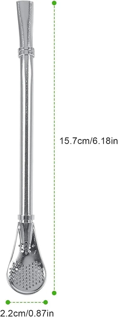 2 in 1 Stainless Steel Drinking Spoon Straws (Pack of 2) Kitchenware