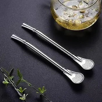 2 in 1 Stainless Steel Drinking Spoon Straws (Pack of 2) Kitchenware
