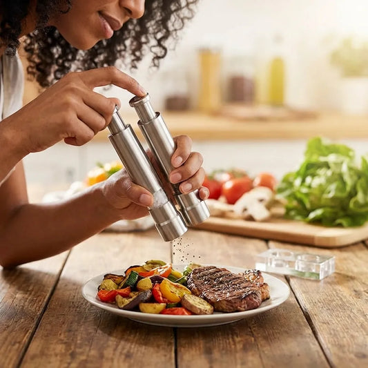 Stainless Steel Thumb Presser Salt And Pepper Grinder