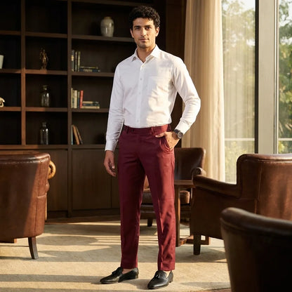 Maroon Office Formal Trousers
