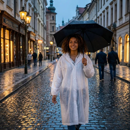 Unisex Hooded Button- Raincoat - Reusable for Adults