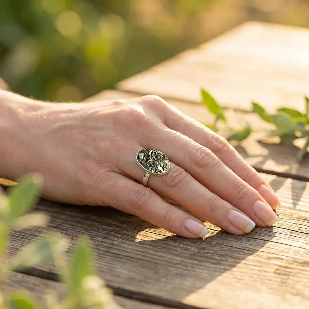 Adjustable Pyrite Ring