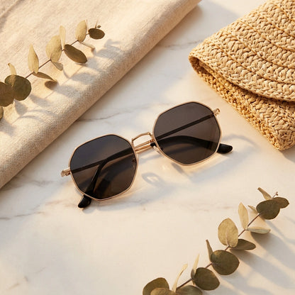Suga Octagon Round Black Sunglass