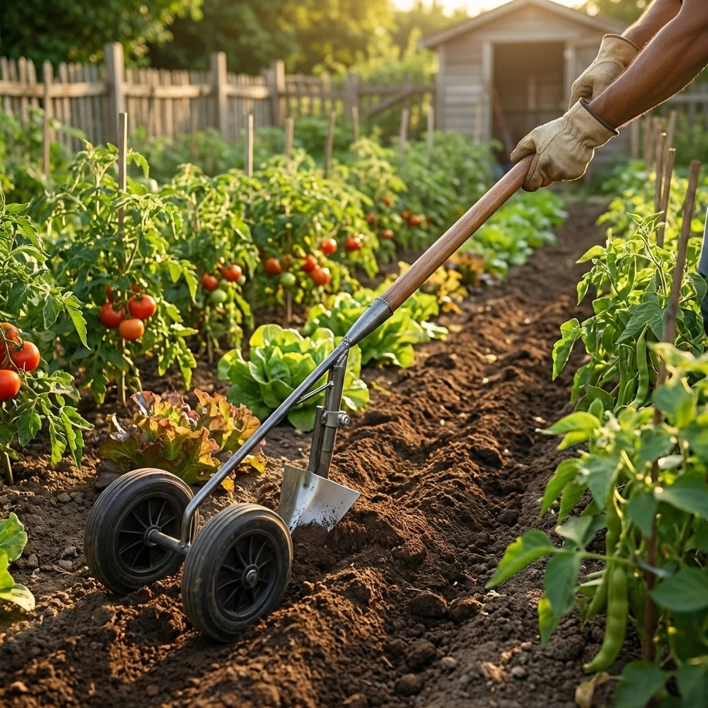 Garden Tool Supporter with Double Wheels
