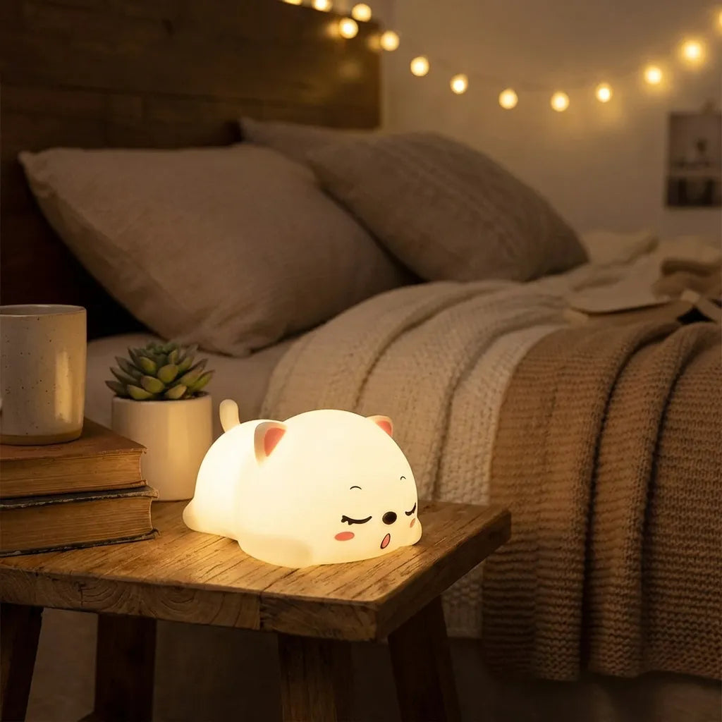 Cute Cat Animal Silicone Baby Night Light