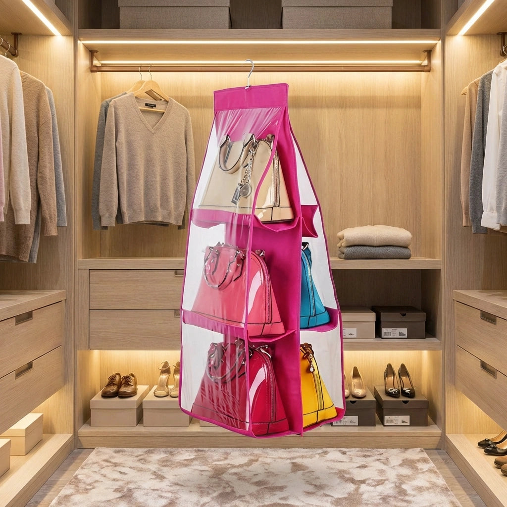 6 Pocket PVC Storage Organizer Hanging Bags