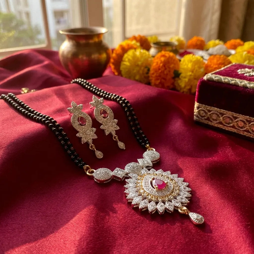 New Alloy American Diamond Mangalsutra