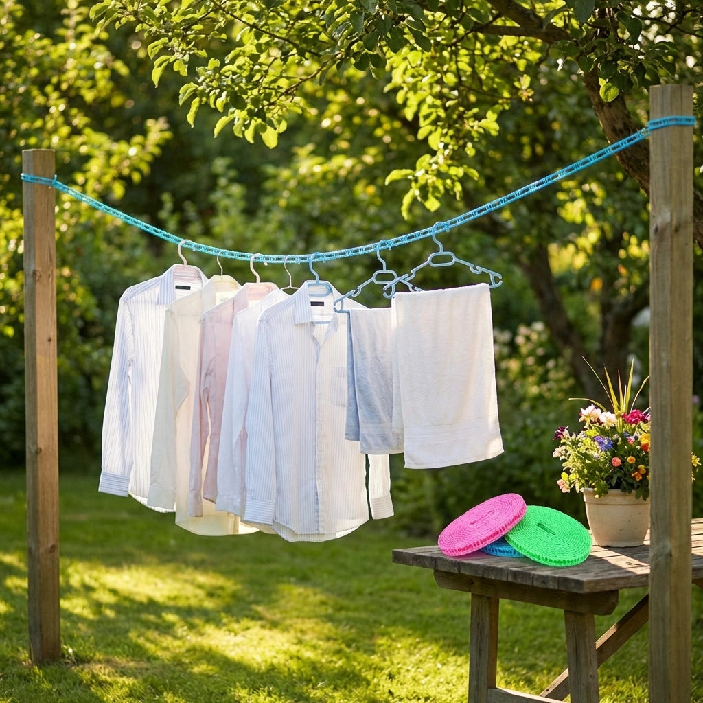 Anti-Slip Clothes Washing Line Drying Nylon Rope with Hooks