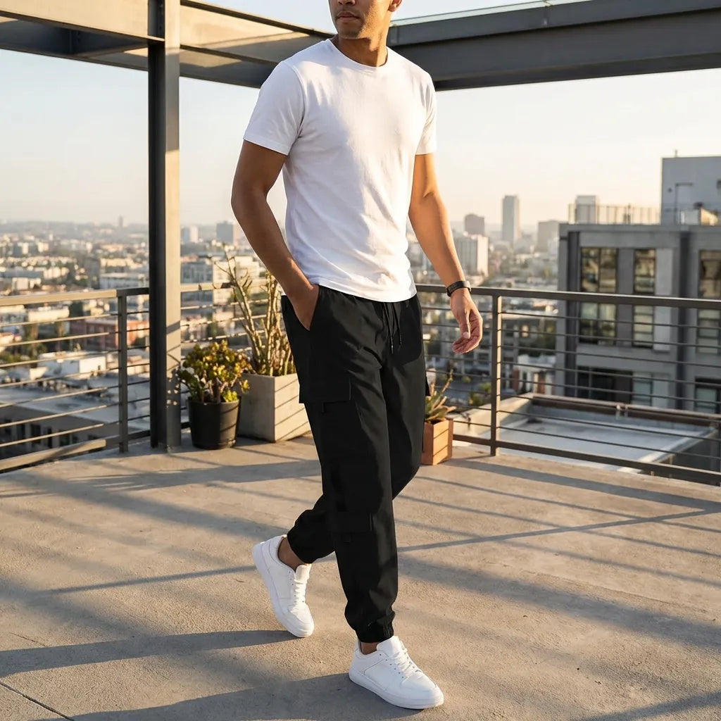 Men's Solid Cargo Pant Black