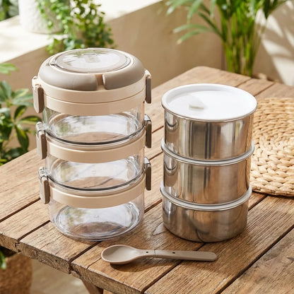 Ganesh Steko-3 Triple Layer Stainless Steel Insulated Lunch Box Set