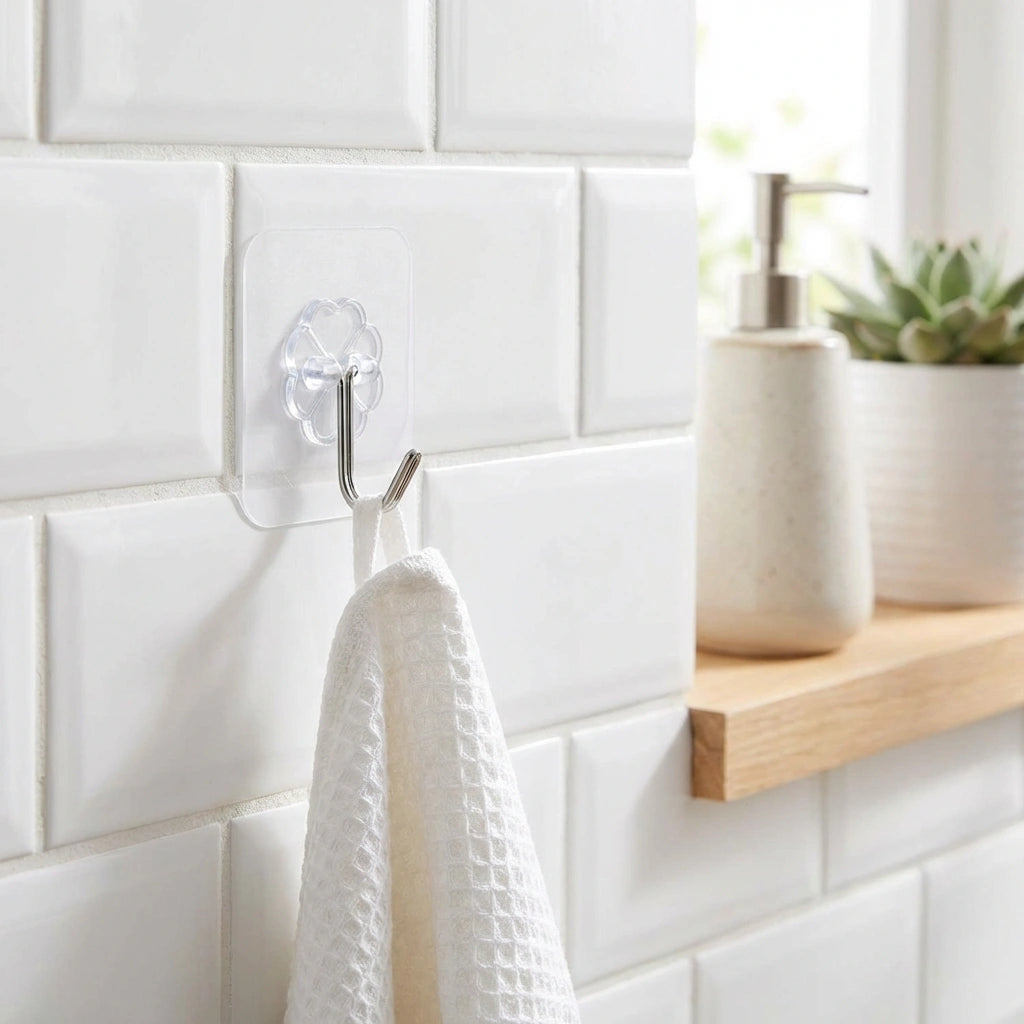 Self Adhesive Waterproof Transparent Hooks for Wall (Pack of 15)