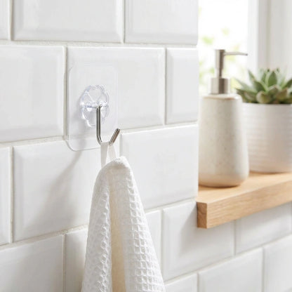 Self Adhesive Waterproof Transparent Hooks for Wall (Pack of 15)