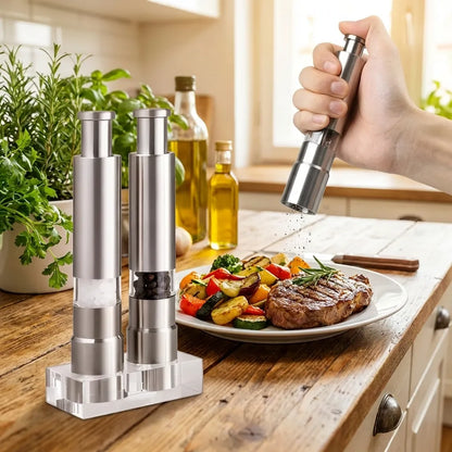Stainless Steel Thumb Presser Salt And Pepper Grinder