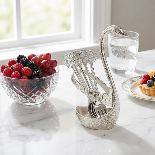 Swan Base Fork Holder With Fork Set for Kitchen & Home Decor