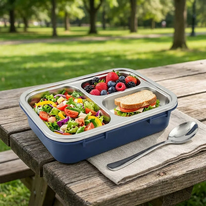 3-Compartment Stainless Steel Lunch Box
